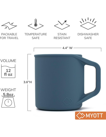 Taza de Silicona MYOTT 12 oz Plegable Aislante Azul Pizarra