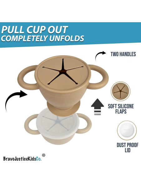 Taza de Snack BraveJustice de Silicona Plegable 226g Arena Cálida