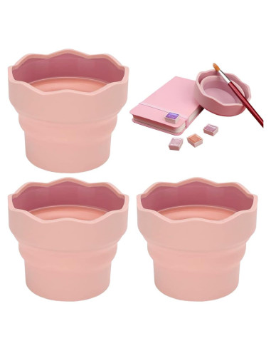 Cubo Lavador de Pinceles Plegable AddLotLot Rosa 3 Piezas