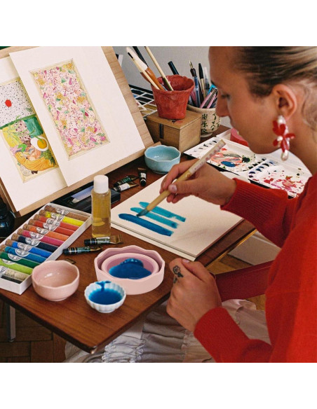 Cubo Lavador de Pinceles Plegable AddLotLot Rosa 3 Piezas