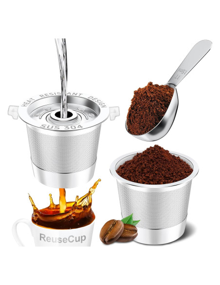 K Cups Reutilizables NESSUS de Acero Inoxidable - 2 Unidades