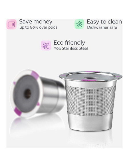 GoodCups 2 Tazas Reutilizables Acero Inoxidable para Keurig