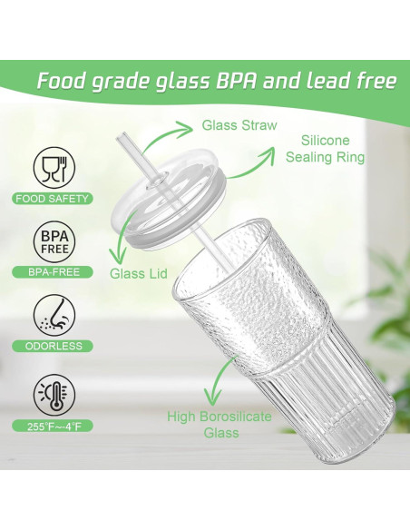 Juego de 2 Tazas de Vidrio Luiaiog 20 oz con Tapas y Popotes