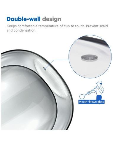 Taza Infusora de Té Glastal 430ml Vidrio Doble Pared con Tapa