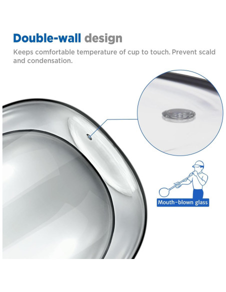 Taza Infusora de Té Glastal 430ml Vidrio Doble Pared con Tapa