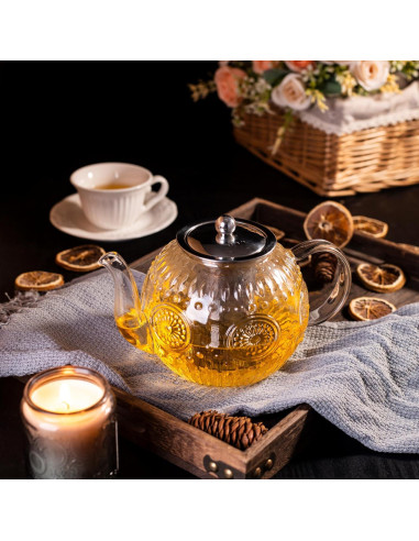 Tetera de Vidrio Borosilicato Amzcku 1500ml con Infusor