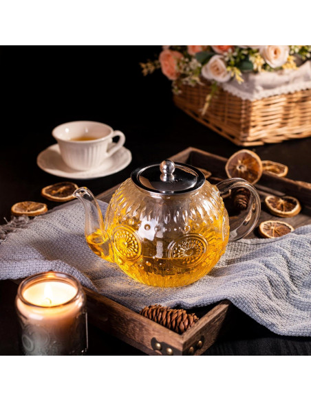 Tetera de Vidrio Borosilicato Amzcku 1500ml con Infusor