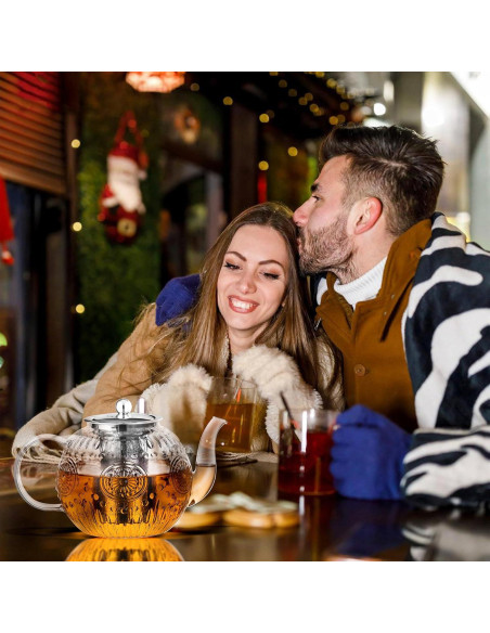 Tetera de Vidrio Borosilicato Amzcku 1500ml con Infusor