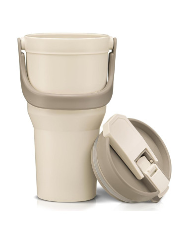 Taza de Viaje Reutilizable Tribello 32 oz Beige Aislada