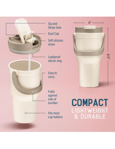 Taza de Viaje Reutilizable Tribello 32 oz Beige Aislada 2