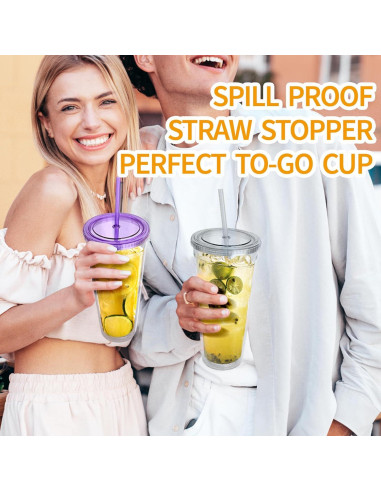 Vaso Acrílico Zukro 32 oz Doble Pared con Popote - 2 Unidades