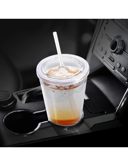 Vaso Acrílico Zukro 32 oz Doble Pared con Popote - 2 Unidades