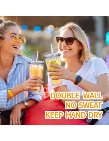 Vaso Acrílico Zukro 32 oz Doble Pared con Popote - 2 Unidades