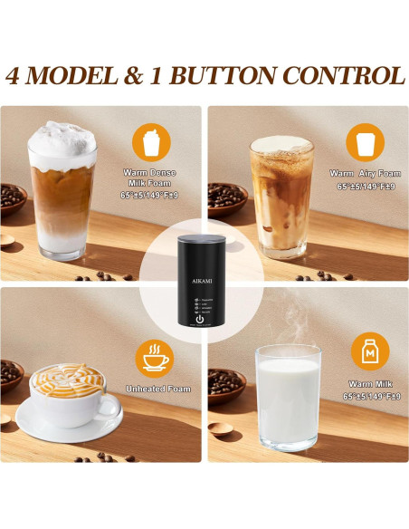 Espumador de Leche AIKAMI 4-en-1 Automático 200ml Acero Inoxidable
