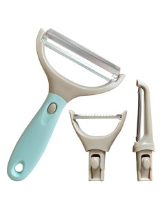 Conjunto de Peladores Bahoki 3 Piezas Acero Inoxidable Ergonómico