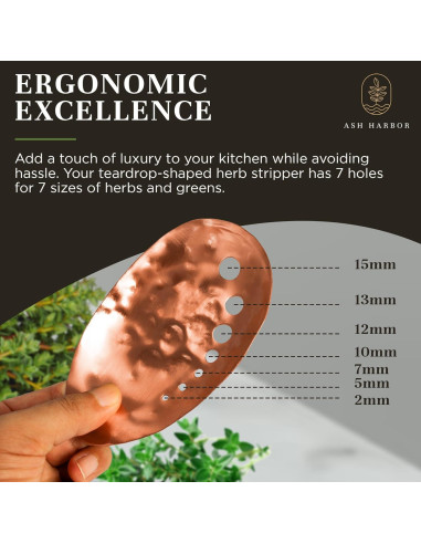 Deshojador de Hierbas de Cobre Ash Harbor - 14 x 9 cm