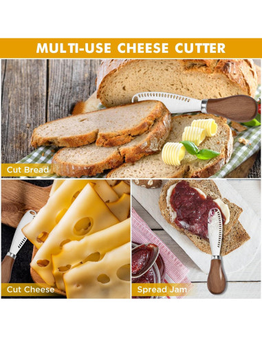 Cuchillos para Mantequilla Blingbin 2 Pcs Acero Inoxidable Madera