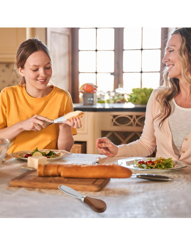 Cuchillos para Mantequilla Blingbin 2 Pcs Acero Inoxidable Madera