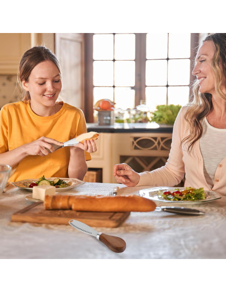 Cuchillos para Mantequilla Blingbin 2 Pcs Acero Inoxidable Madera
