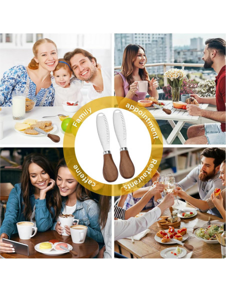 Cuchillos para Mantequilla Blingbin 2 Pcs Acero Inoxidable Madera