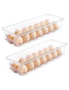 Contenedor de Huevos Vtopmart - 2 Bandejas Apilables para 28 Huevos