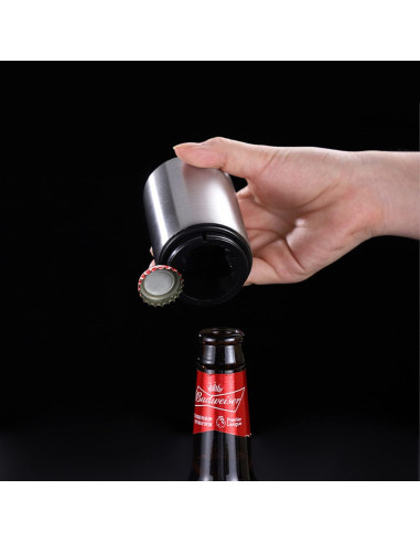 Abrebotellas Automático de Acero Inoxidable Plateado
