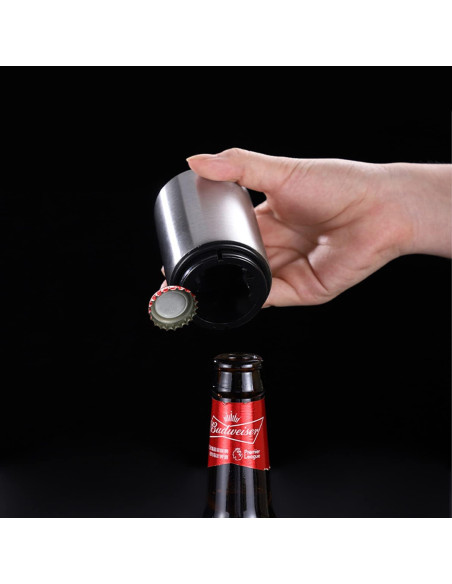 Abrebotellas Automático de Acero Inoxidable Plateado