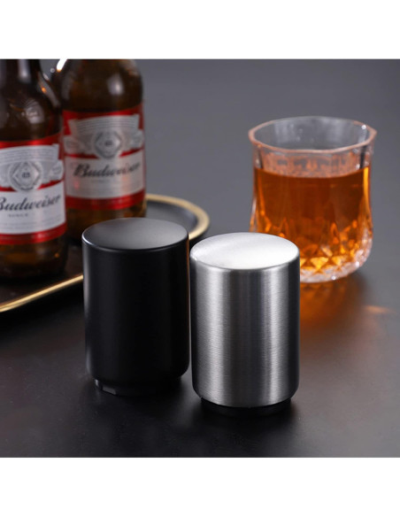 Abrebotellas Automático de Acero Inoxidable Plateado