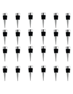 Tapones de Vino Reutilizables ENLAYER 24 Pcs Acero y Silicona