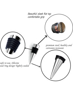 Tapones de Vino Reutilizables ENLAYER 24 Pcs Acero y Silicona 2