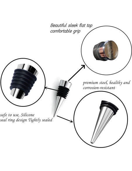 Tapones de Vino Reutilizables ENLAYER 24 Pcs Acero y Silicona
