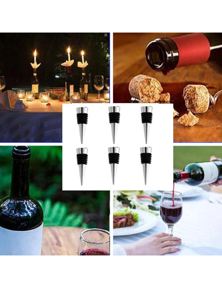 Tapones de Vino Reutilizables ENLAYER 24 Pcs Acero y Silicona
