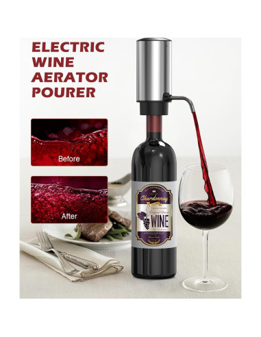 Abridor de Vino Eléctrico 4 en 1 PENTASPI - Recargable, Aerador, Cortador
