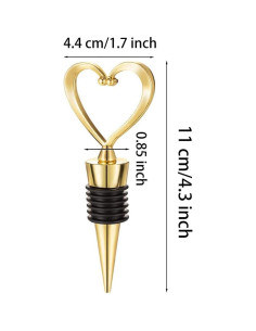 4 Tapones de Vino Booge Acero Inoxidable Corazón Dorado 2