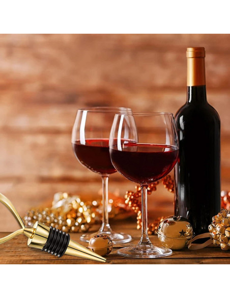 4 Tapones de Vino Booge Acero Inoxidable Corazón Dorado