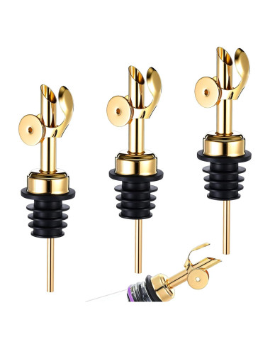 3 Vertedores de Aceite de Oliva Josojoou Dorado Acero Inoxidable