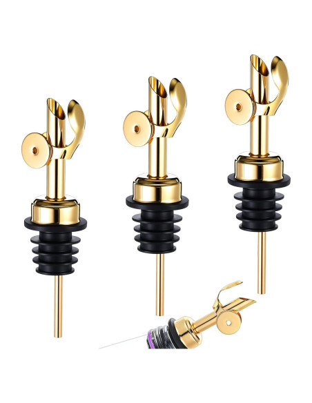 3 Vertedores de Aceite de Oliva Josojoou Dorado Acero Inoxidable