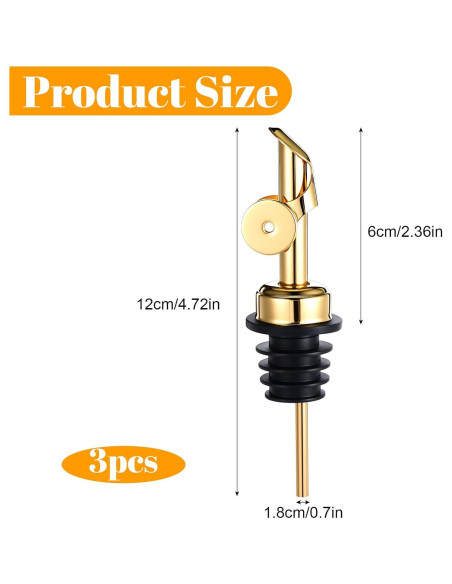 3 Vertedores de Aceite de Oliva Josojoou Dorado Acero Inoxidable