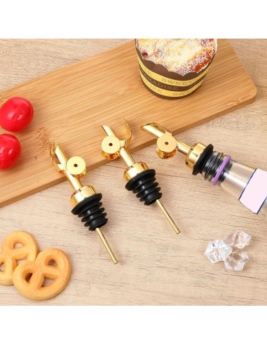 3 Vertedores de Aceite de Oliva Josojoou Dorado Acero Inoxidable