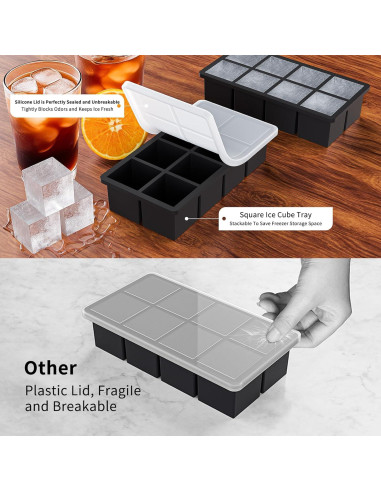 Bandeja de Hielo Cuadrada Grande Bongpuda de Silicona 22x11.5cm