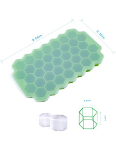 Bandejas de Hielo AUSSUA 2 Pcs Silicona Verde 74 Cubos 2