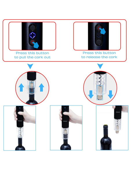 Abrebotellas de vino eléctrico Hotool recargable con cortador