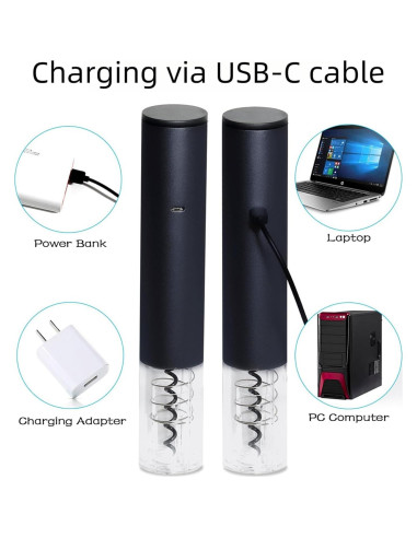 Abrebotellas de vino eléctrico Hotool recargable con cortador