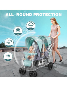 Cubierta para Cochecito Doble PAHTTO Impermeable 39x28cm 2