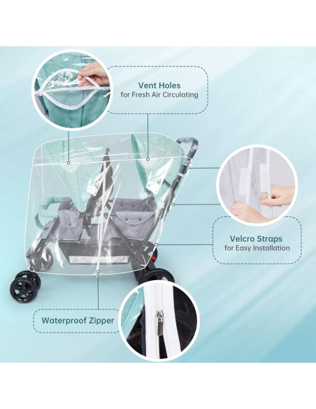 Cubierta para Cochecito Doble PAHTTO Impermeable 39x28cm