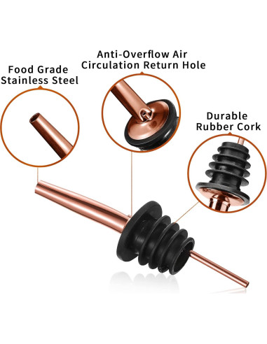 Vertedores de Botellas de Licor Acero Inoxidable Cobre - 8 Piezas