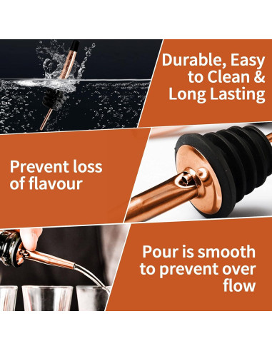 Vertedores de Botellas de Licor Acero Inoxidable Cobre - 8 Piezas