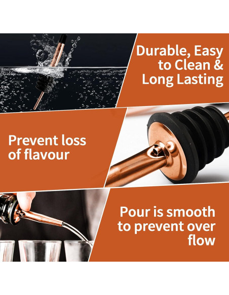 Vertedores de Botellas de Licor Acero Inoxidable Cobre - 8 Piezas