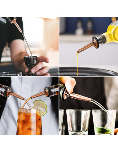 Vertedores de Botellas de Licor Acero Inoxidable Cobre - 8 Piezas