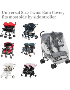 Cubierta de Lluvia Universal para Cochecito Doble - Impermeable 2